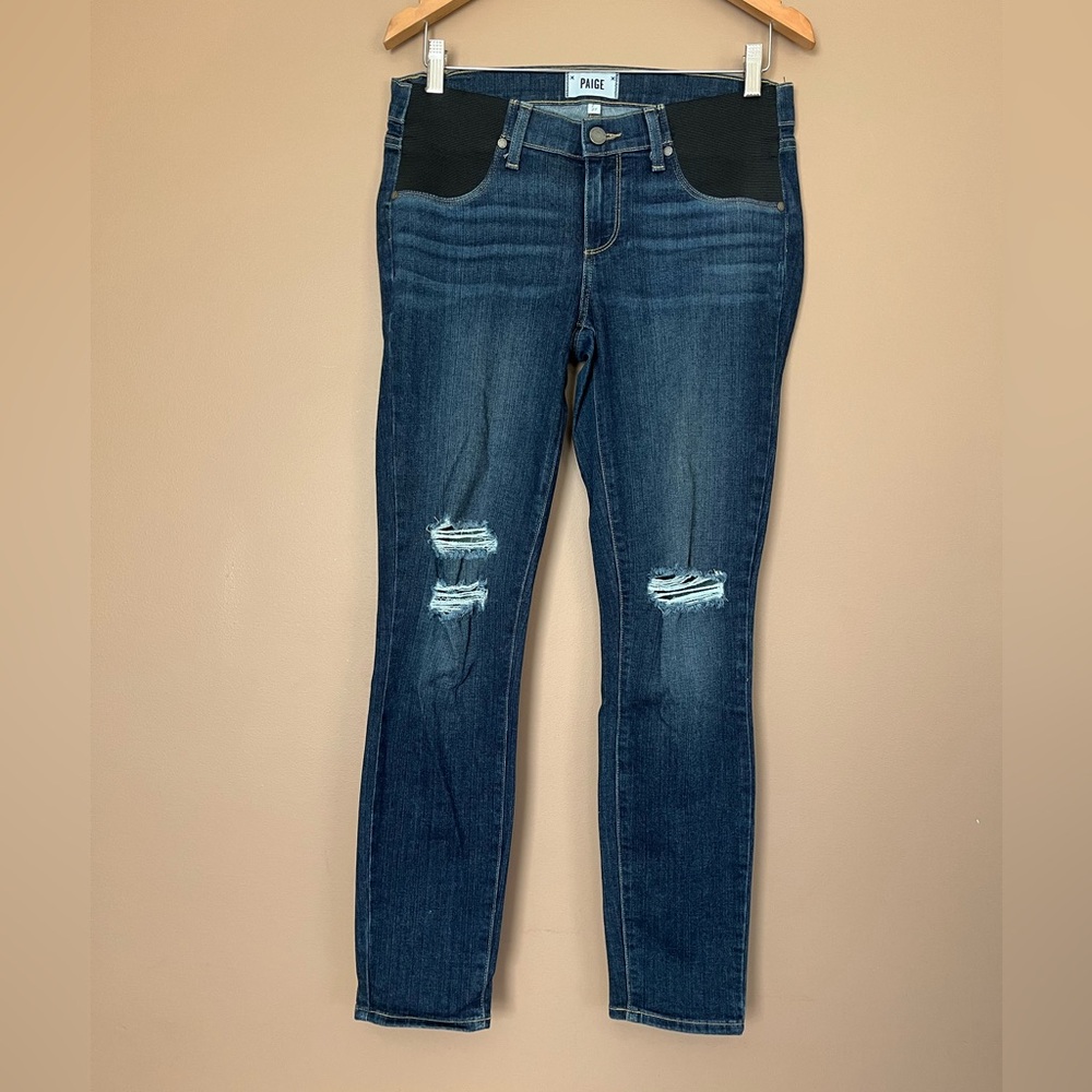 {PAIGE} Verdugo Ankle Skinny Maternity Jeans in Blue - Maternity 27